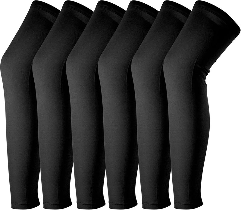 Vyndicca 3 Pairs Compression Leg Sleeves,Compression UV Long Leg Sleeves,Full Length Leg Sleeve for Sports Cycling,Black - Image 1